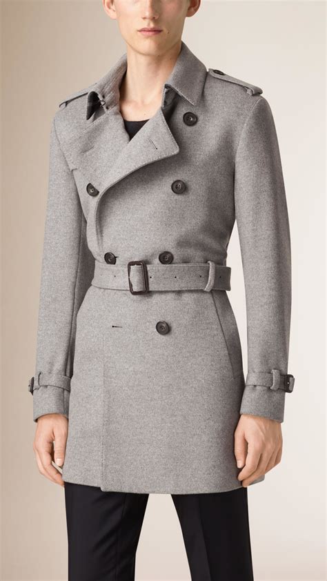 burberry wool trench coat with detachable leather jacket|grey melange trench coat.